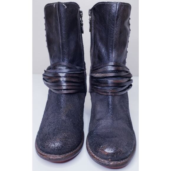 BED/STU REA Rustic Leather O Ring Moto Style Boots Women's Size 6.5 in VGUC - Picture 6 of 16